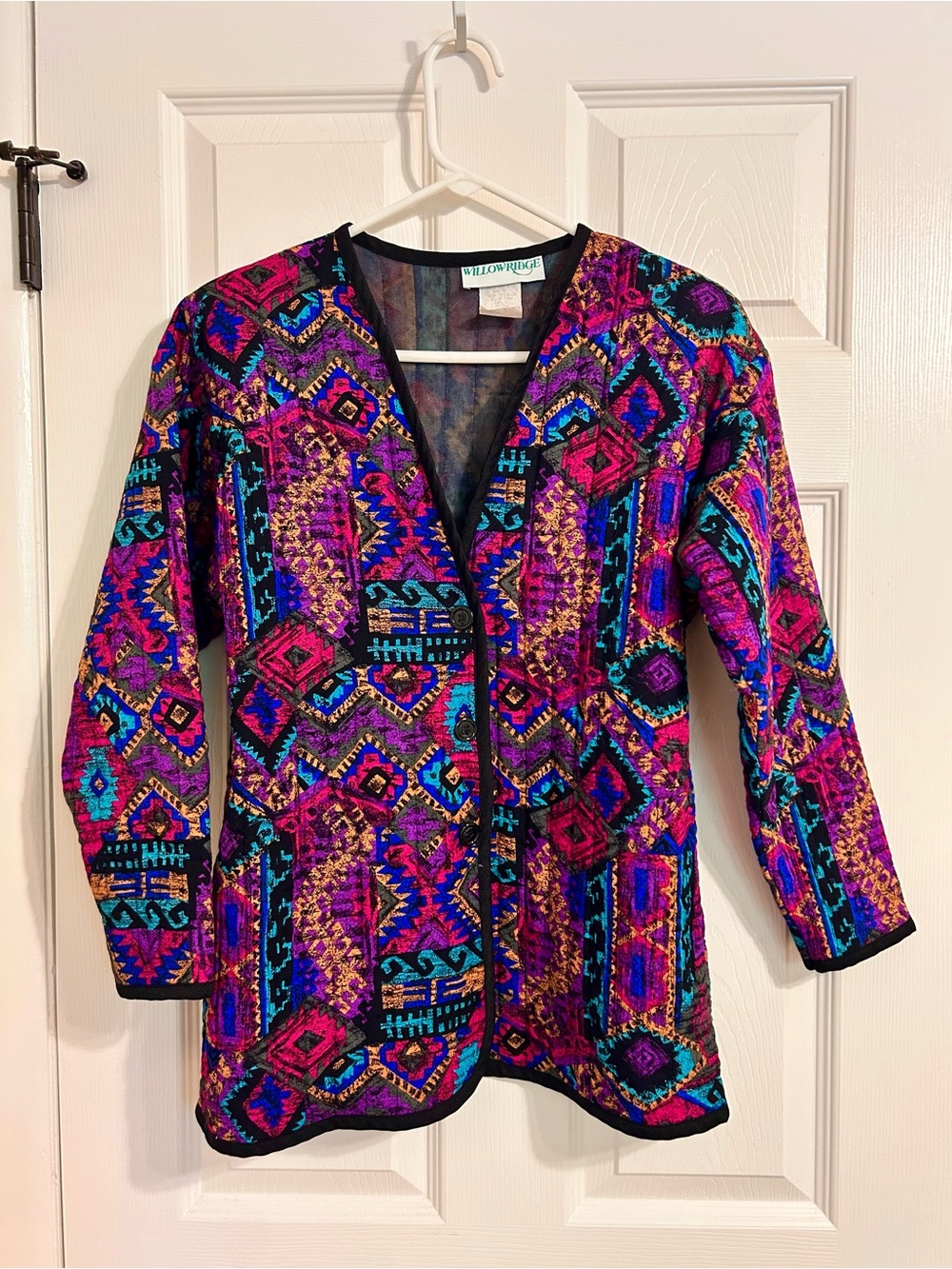 Vintage Southwestern Aztec Quilted Cardigan Jacket Blazer